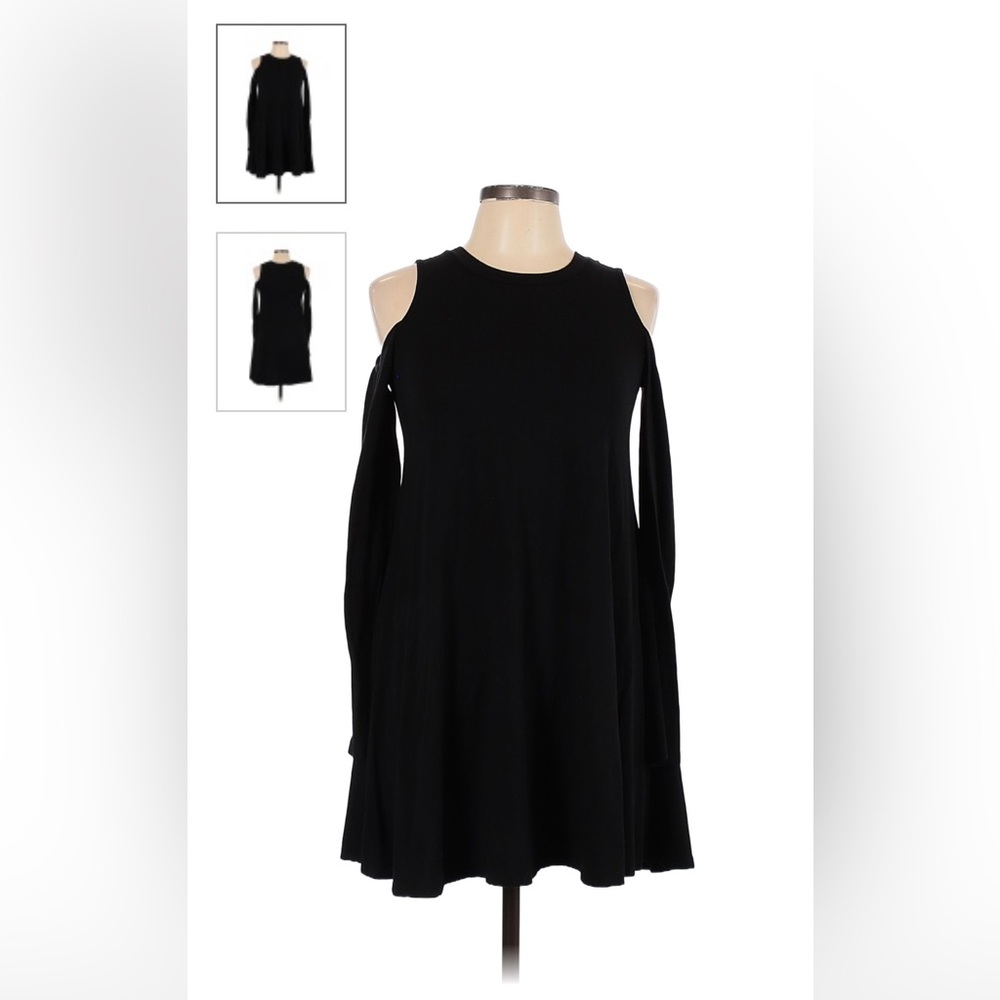 Forever 21 Cold Shoulder Black Long Sleeve Fit and Flare mini dress